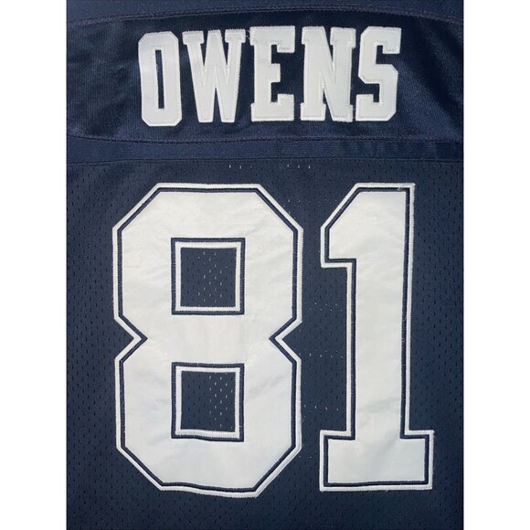 VTG Reebok Jersey Terrell Owens #81 Dallas Cowboys Mens 46 Large Blue Sewn NFL - Picture 2 of 8
